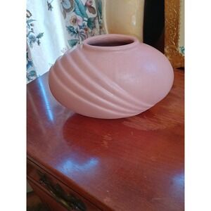 Vintage Haeger Pottery Vase Oval Art Deco Vase Pink Mauve Gloss Large